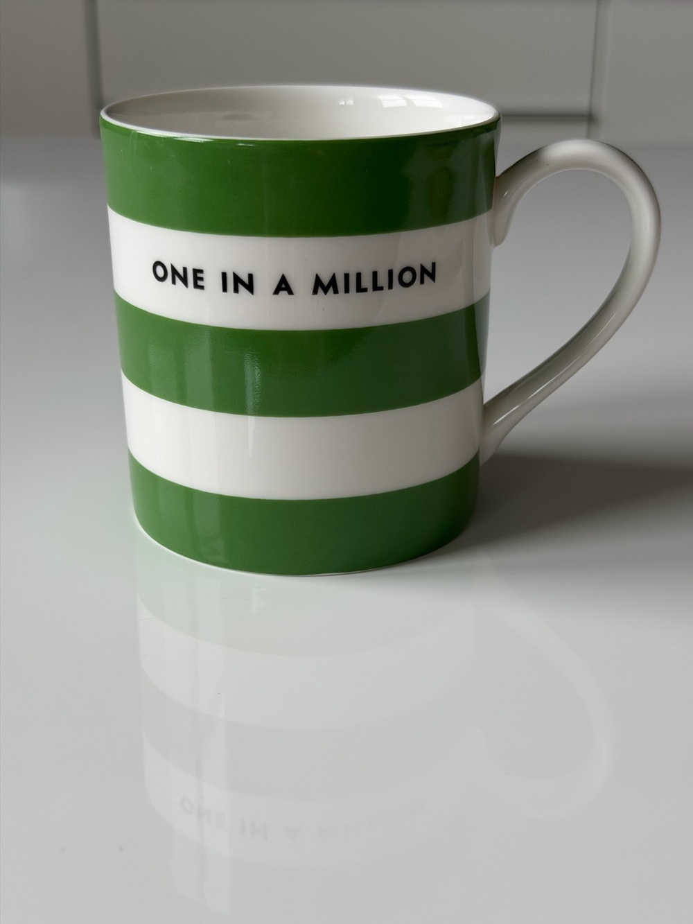 kate spade Lenox Green and White Striped Porcelain Coffee Mug - ONE IN A MILLION